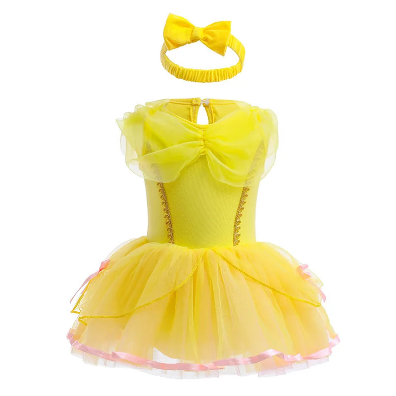 Infant Baby Girl Jumpsuit Dress Little Girl Princess Romper Dress With Headbands Kids Clothes Size 70-80-90-100