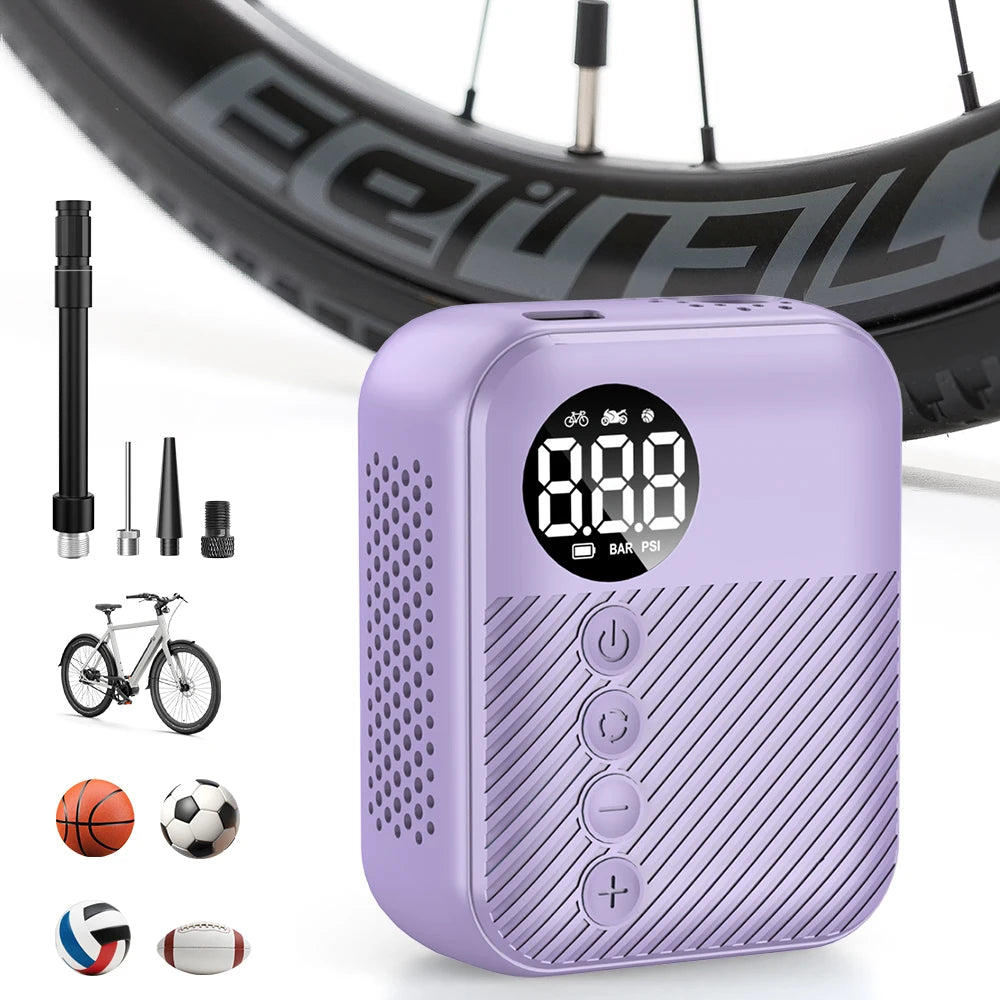 Carsun Mini Electric Bike Air Pump Wireless Portable 150Psi Tire Inflator with 480Mah Rechargeable Battery & Digital Display