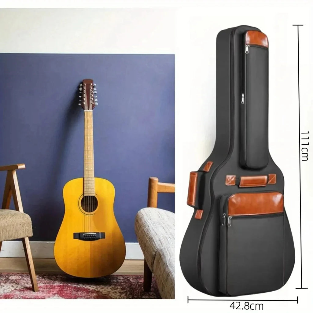 Acoustic Guitar Bag 41 Inch Thickened Waterproof Oxford Nylon Double Straps Cotton Padded Guitar Case Gig Backpack