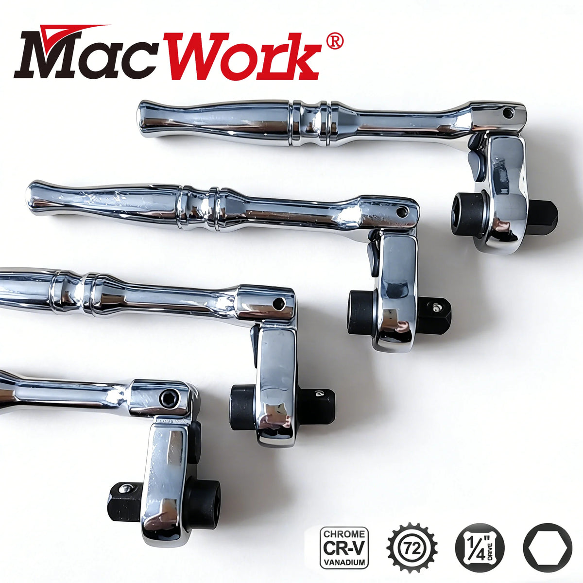 1/4 Ratchet Wrench, 2 In 1 Mini Ratchet - Socket And Bit Ratchet, 72 Teeth Reversible, 1/4 Ratchet Bent