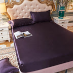 Satin Sheets Fitted Sheet Solid Color Rayon Mattress Cover Elastic Band Bed Sheet King 200x200 200x220 No Pillowcase Beddings