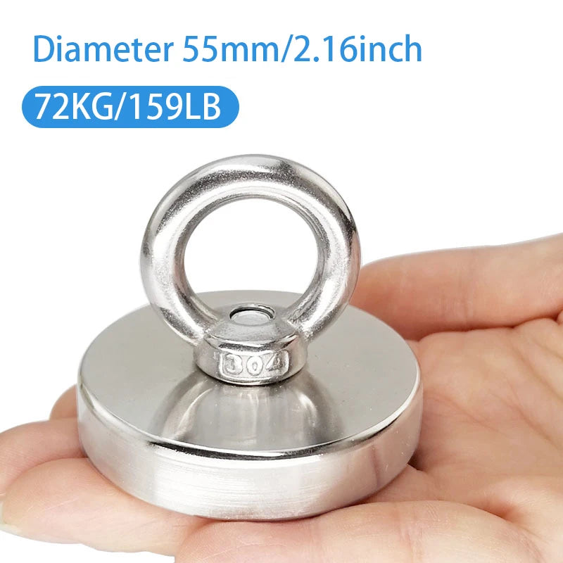 Super Strong Fishing Magnets, Heavy Duty Salvage Searcher, Powerful Search Magnet with Eyebolt For Salvage Magnetic Fishing