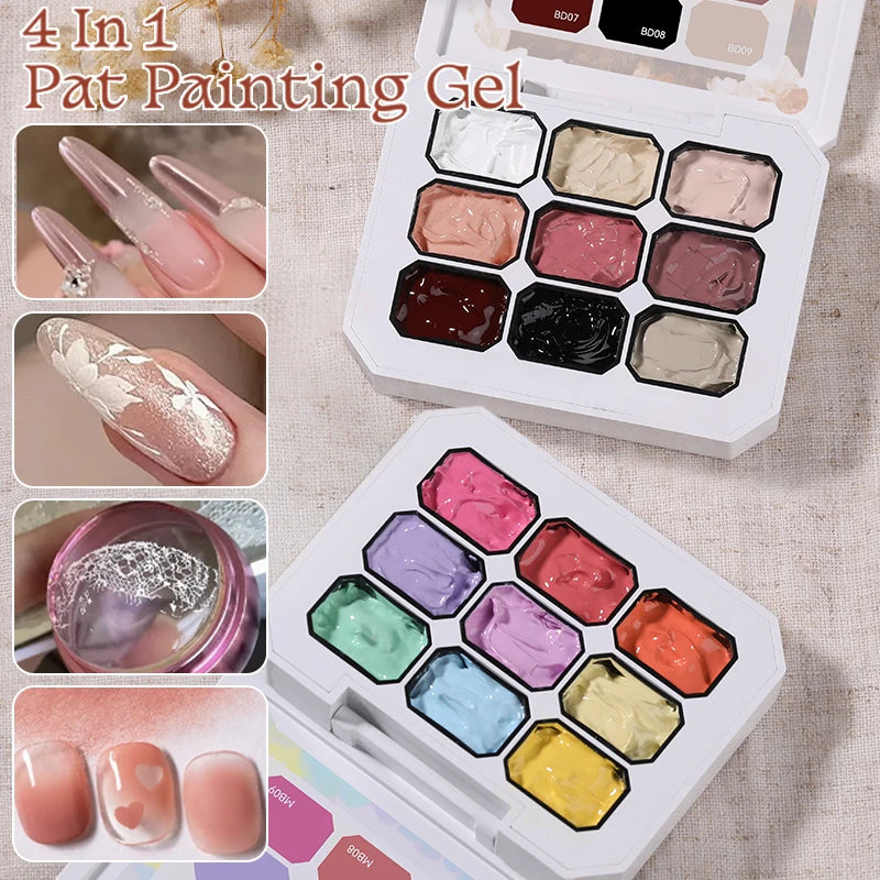 UR SUGAR 4-in-1 Painting Gel Nail Polish Set, 9 Colors, UV/LED Soak Off, 1pc