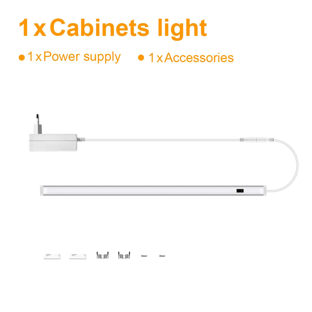 Kitchen Under Cabinet Sensor LED Lighting Kit Linkable LED Bar Light Hand Sweep Dimmable Switch Counter Shelf Workbench Closet