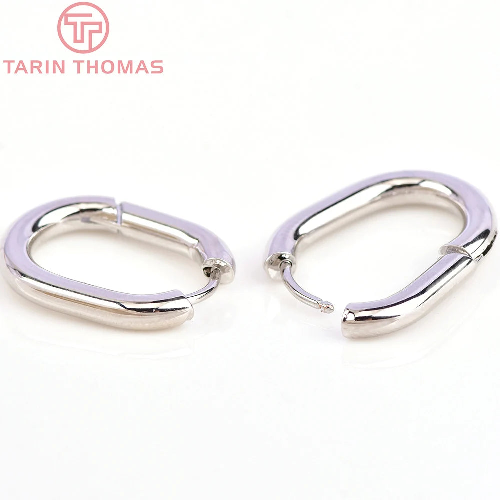 (5562)4PCS 16x20.5MM 24k Gold Color Brass Oval Earrings Hook DIY High Quality Jewelry Making Findings Accessories Wholesale