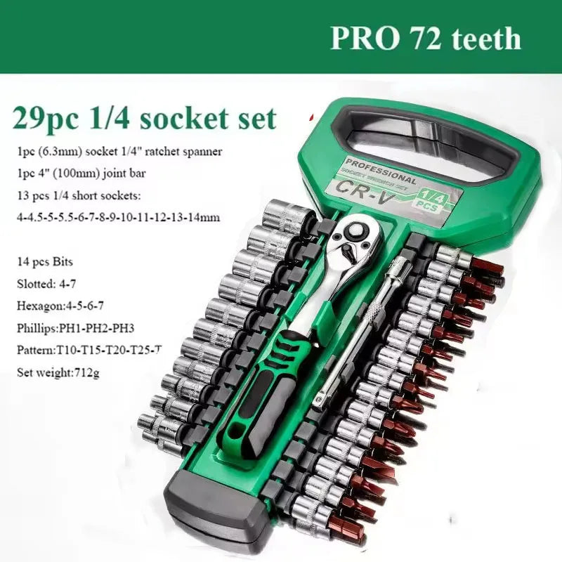 1/4 3/8 1/2 Inch Ratchet Wrench 72 Tooth Drive Ratchet Socket Wrench Tool Multi-funtion DIY Hand Tool Ratchet Handle Wrench