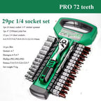1/4 3/8 1/2 Inch Ratchet Wrench 72 Tooth Drive Ratchet Socket Wrench Tool Multi-funtion DIY Hand Tool Ratchet Handle Wrench