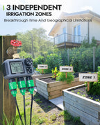 Insome Automatic Water Timer 3 Outlets Dip Watering Hose Faucet Sprinkler Timer Independent Control Programmer for Garden Yard