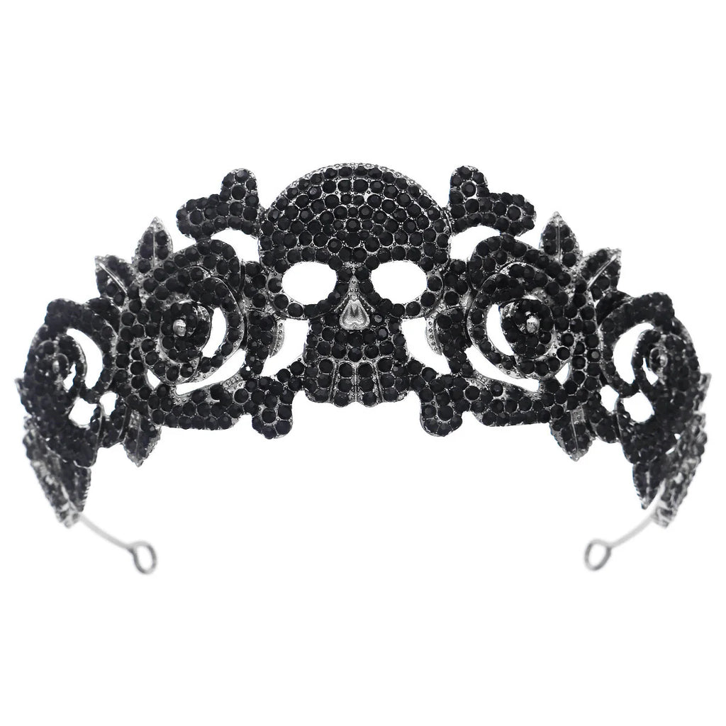 Halloween Gothic Style Alloy Crown Skull Bat Spider Handcrafted Crystal Jewelry Hair Accessories For Women Holiday Headwear