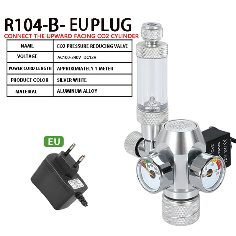 Aquarium CO2 regulator Dual meter solenoid valve Bubble meter  CO2 steel cylinder Reaction system CO2 pressure reducing valve