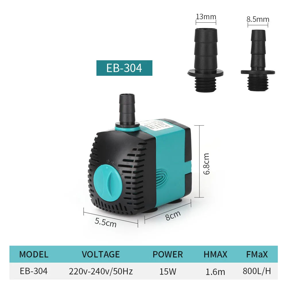 Submersible Aquarium Water Pump EU Plug 220-240V Ultra-Quiet Filter 3-85W