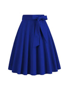 Women Retro Vintage Midi Long Skirt Solid Elegant Faldas High Waist A Line 50s Swing Skirts