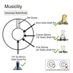 Musiclily Pro 1/4 Inch Steel Fine Knurled Flat Top Control Knobs with Set Screw for Electric Guitar Bass (Set of 2)