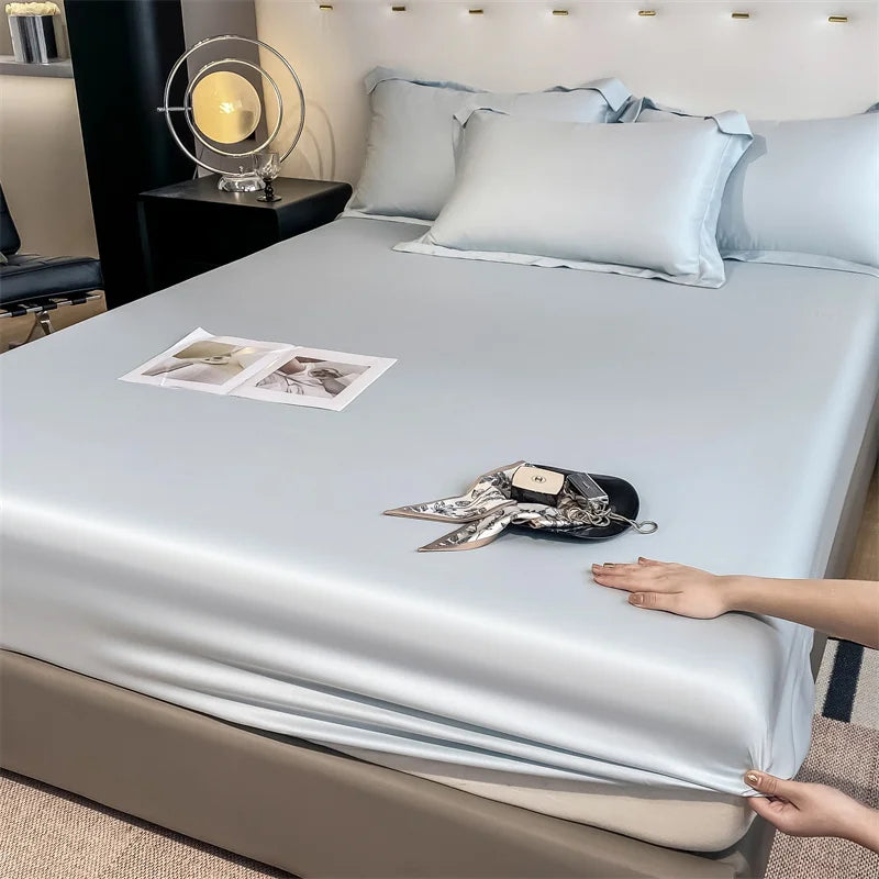 Mulberry Silk Fitted Sheet Natural Silk Bed Cover Queen King Size Bed Cover Customized Size Luxury High-End Silk Bedding Sheets