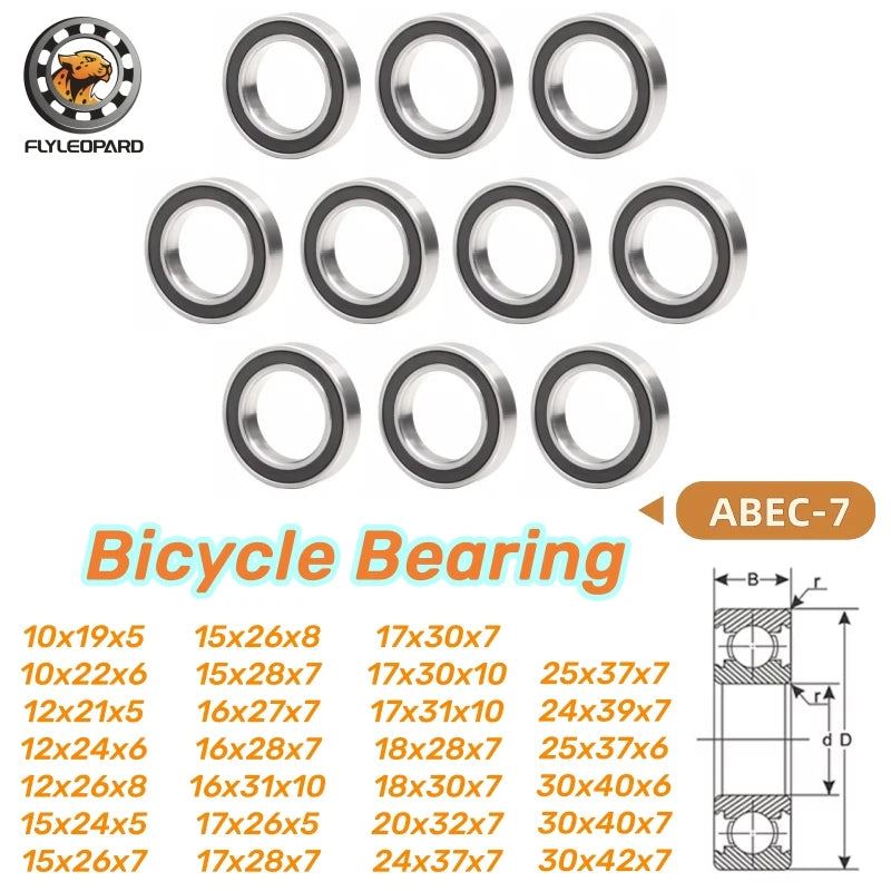 6902-2RS Bearing  ABEC-7 10Pcs 15x28x7 mm Metric Thin Section Ball Bearings 61902 RS For 240/350/370 / EX 1750/EX 1550 Hub