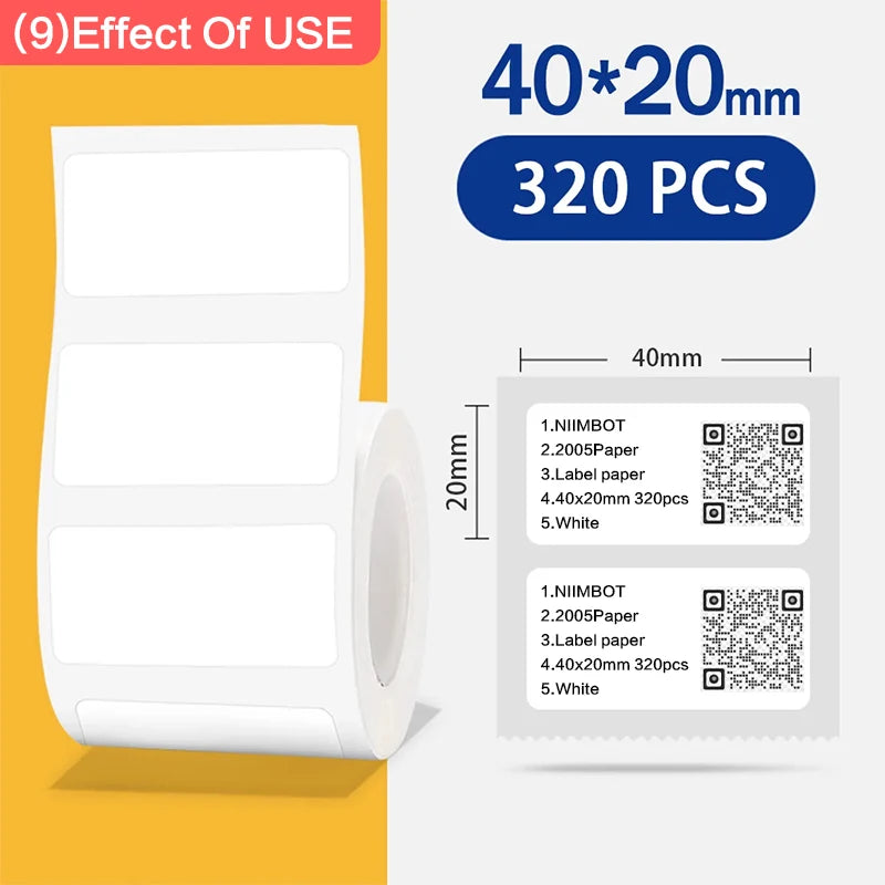 Niimbot  B1 White Sticker 3/5/10 Rolls Waterproof Paper Adhesive Label White Anti-Oil For B1 B21 Mini Thermal Printer Tape