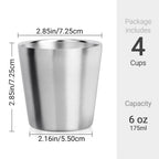Stainless Steel Cups 10oz 6oz Camping Mugs 4pcs Reusable Premium Metal Cup Double Wall Drinking Tumbler for BBQ Home Drink Tools