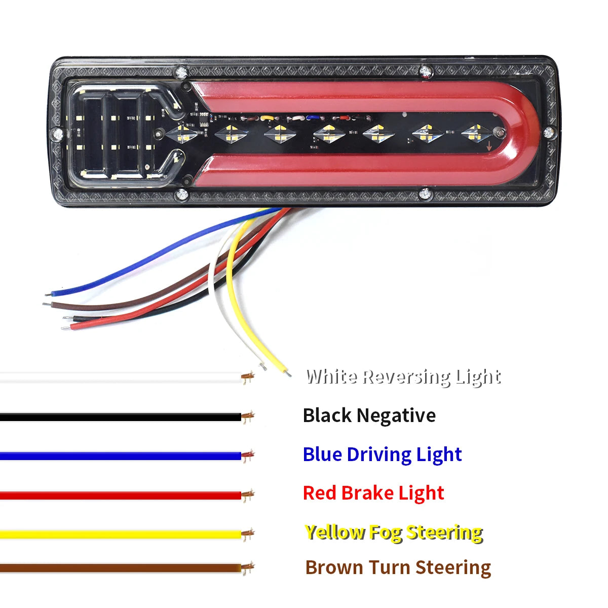 2Pcs LED taillights turn signals brake lights and reversing lights suitable for trucks buses tractors lorries pickups and RVs