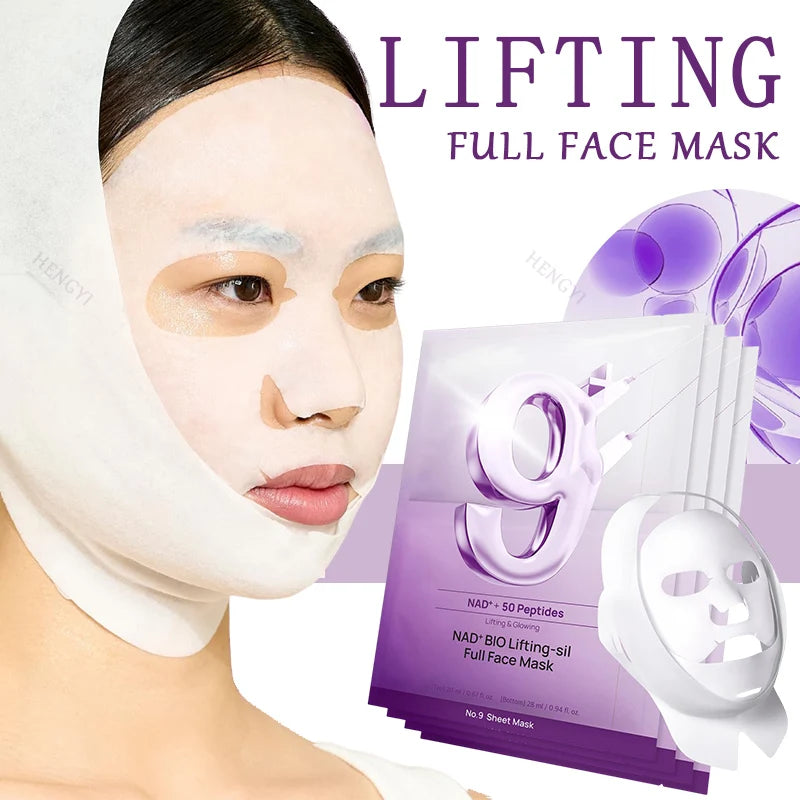 Instant Lifting Full Face Mask With Peptide Collagen Firming Mask For Smooth Defined Looking Skin 4 Sheets With Lifting Band