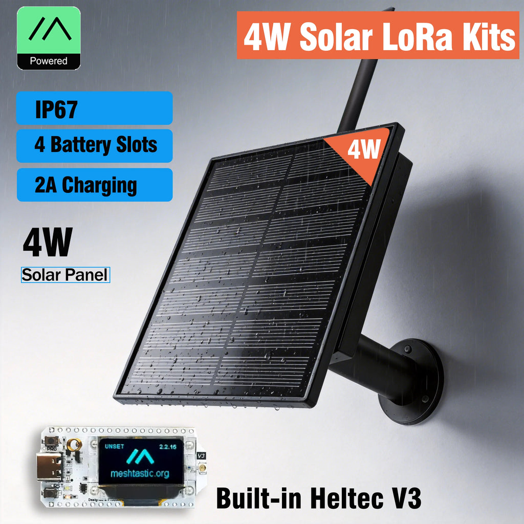 4W Solar LoRa Node Install Battery Heltec LoRa32 V3 868 915Mhz Outdoor IP66 Waterproof LoRaWAN Meshtastic APP Repeater Network