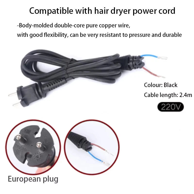 compatible supersonic hair dryer HD01/HD02/HD03/HD08 Power Line British/EU 220V substitute repair break upgrade accessories