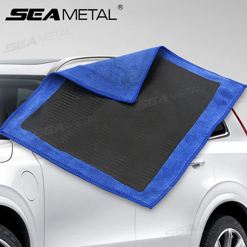 SEAMETAL 30x30cm Car Cleaning Towel Magic Clay Cloth Scratch-Free Car Wash Mud Cloth with Blue Clay Bar Care Towel Washing Tool