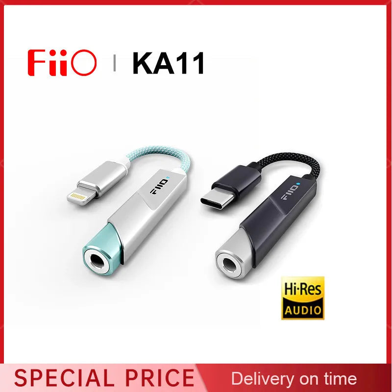 FiiO JadeAudio KA11 USB DAC AMP Headphone Amplifier Hi-Res Audio Type-C To 3.5mm Adapter USB Dongle DAD256 for Android/iOS Smsl
