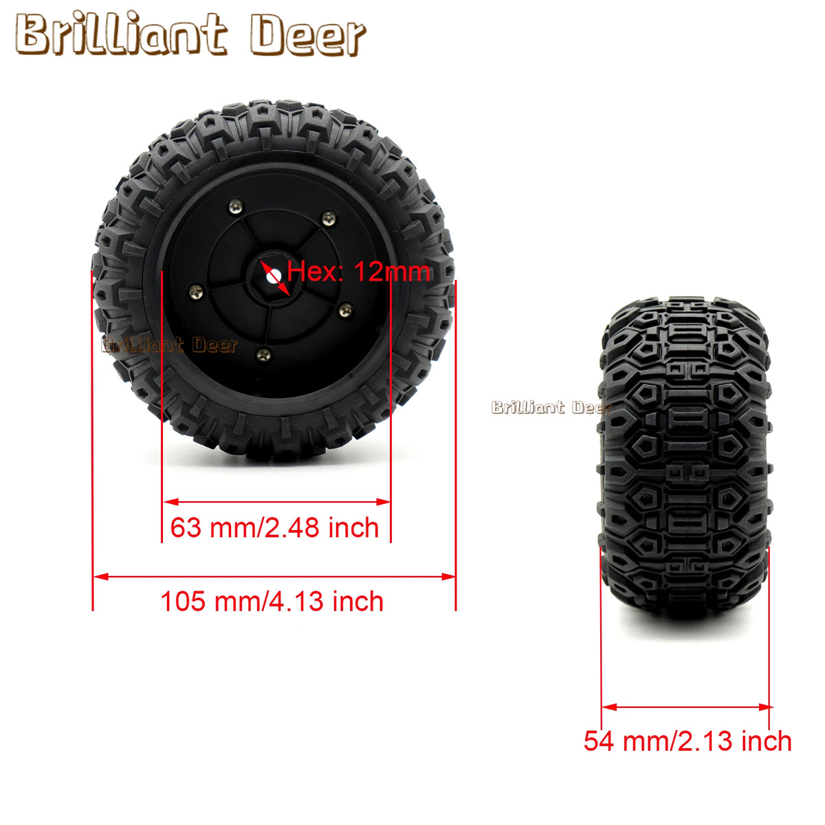 12mm Hex RC Tire and Wheel Upgrade Parts for Traxxas 1/10 MINI MAXX RC Monster Truck Remote Control Car Model Accessories