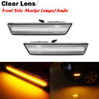 For Dodge Challenger 2008-2014 Clear & Smoked Lens LED Side Marker Lights Dual Row Amber Front Red Rear Side Fender Reflector