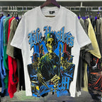 Masked Tattoo Angel Gun Diamond Short Sleeve Tshirts for Men and Women Crew Neck Cotton Summer Top Tees Oversized