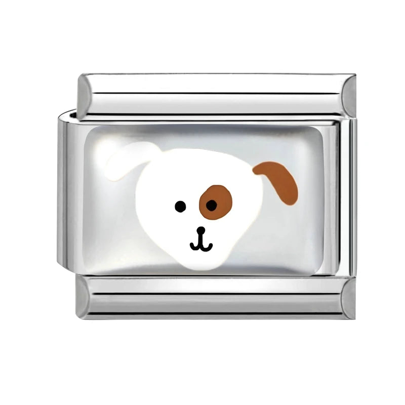 2025 Original Cute Cartoon Colorful Pet Dog Black Cats Italian Charm Links Fit 9mm Stainless Steel Bracelet Men Women DIY Making