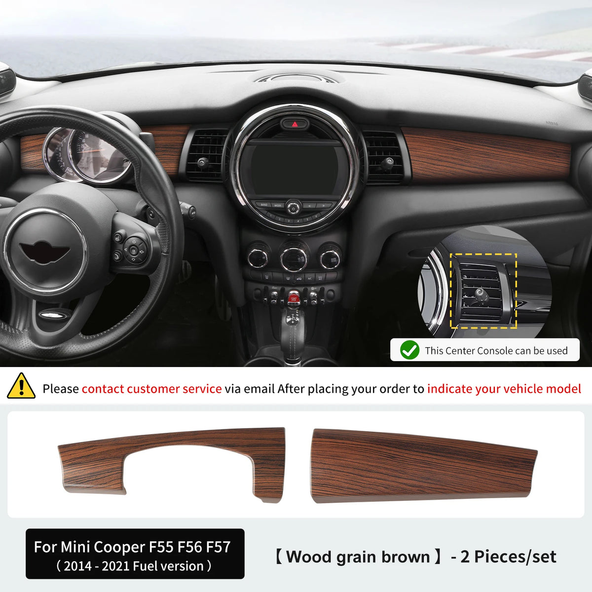 Center Console Decorative Shell Cover for Mini Cooper F55 F56 F57 2014-2021 ABS Leather