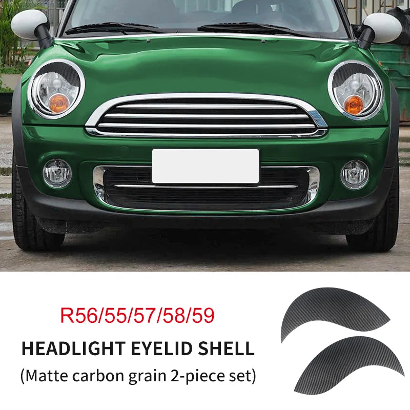 ABS Glossy And Matt Black Color Angry Eyelid For MINI Cooper F65 F66 F54 F55 F56 F57 R55 R56 R57 R58 R59 Car headlight sticker