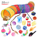 Cat Toy Variety Pack Set with Wand, Sisal Mouse, Bell Balls - 15pcs/20pcs/22pcs