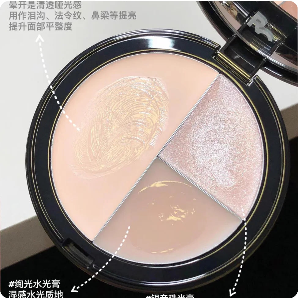 RED CHAMBER TRI COLOR MULTI-PURPOSE HIGHLIGHTER Palette Natural Brightening One Palette Multi-Purpose 7.5g Makeup