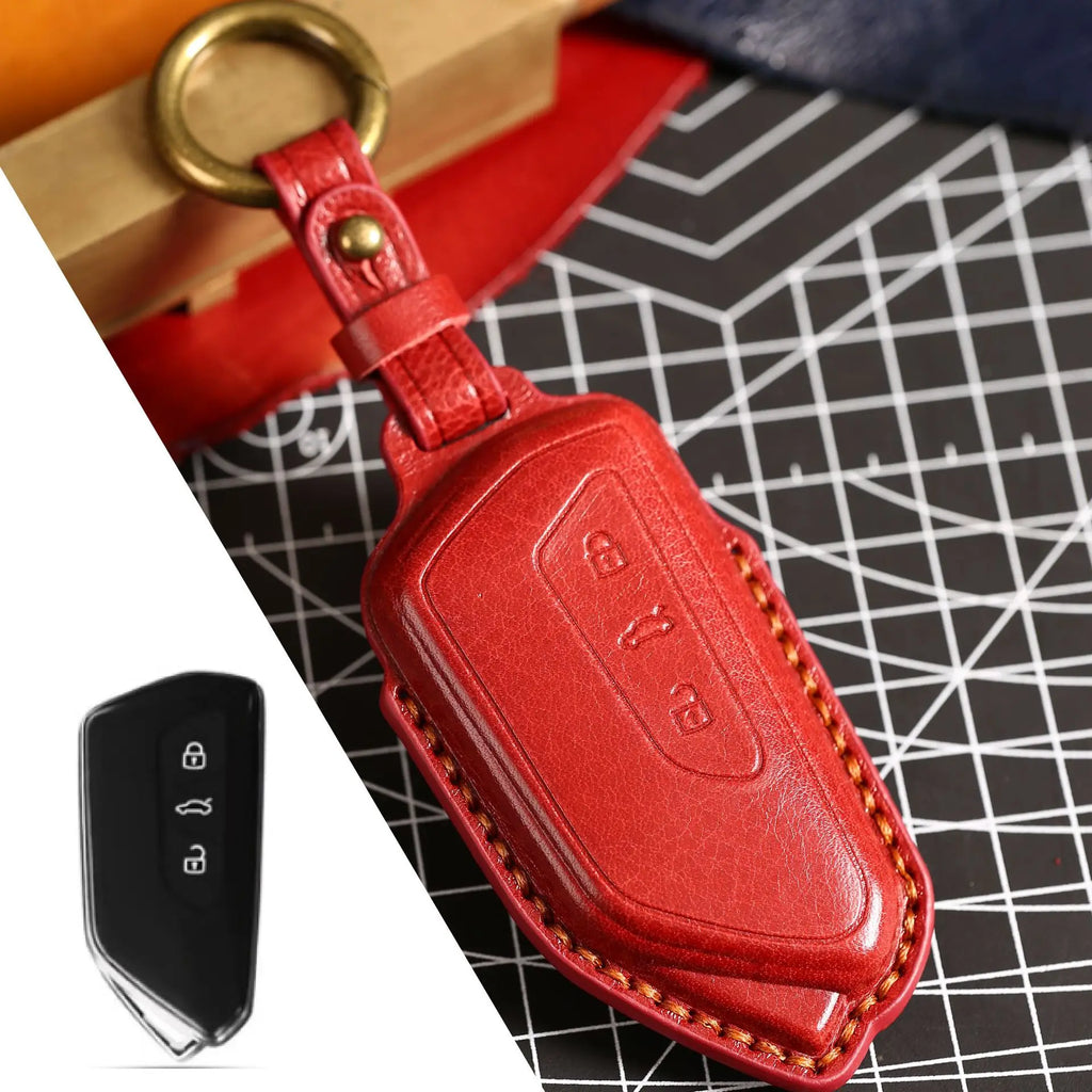 Leather Car Key Case Cover For VW Volkswagen Golf 8 MK8 ID 3 ID 4 For Skoda Octavia 4 A8 Seat Leon MK4 Cupra Formentor