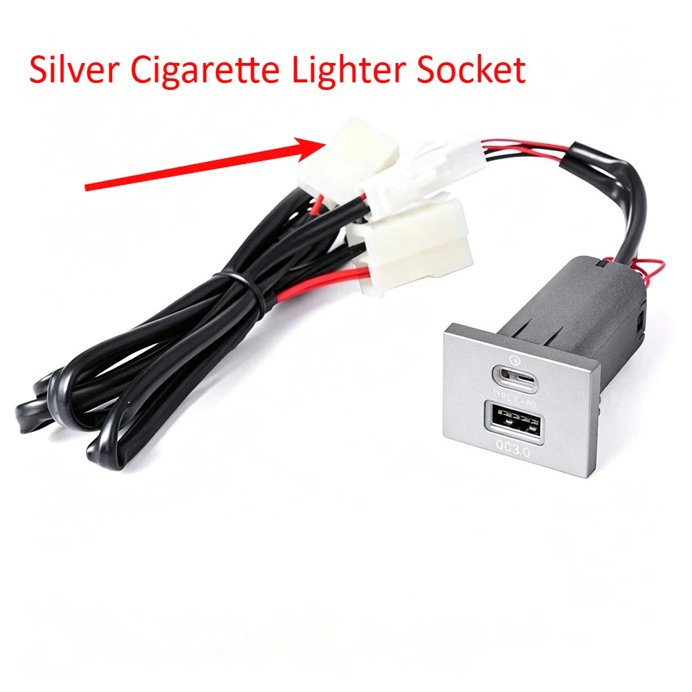 Dual USB Car Charger for Ford Focus 2 Mk2 2009-2011 QC3.0 + Type-C PD Fast Charging Socket No Wiring Damage