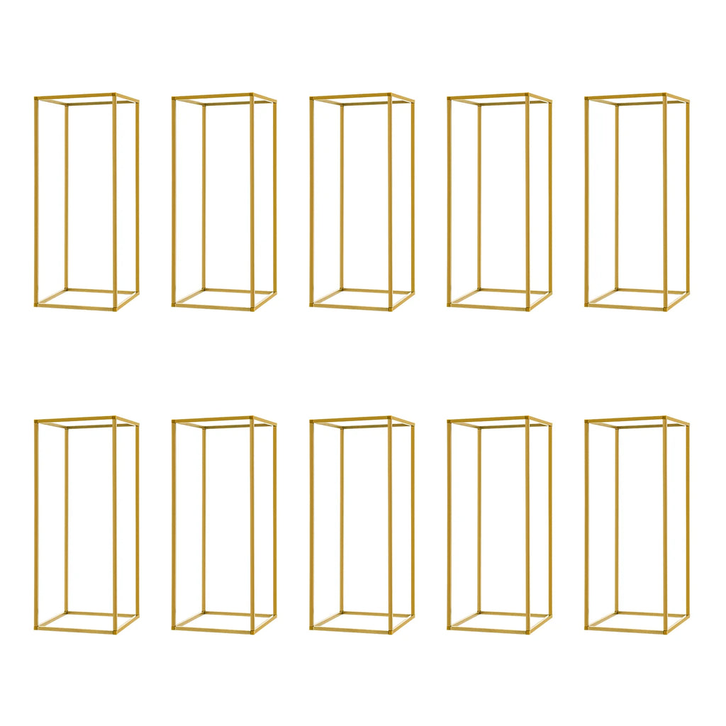 10Pcs Wedding Flower Stand Set 23.62"H Gold Metal Column Rack Wedding Party Prop Decor Balloon Display Holder Flower Vase Pillar