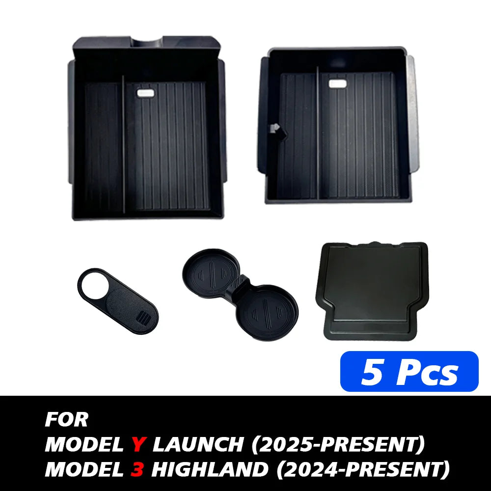 TEKSY Center Console & Armrest Storage Box Set for Tesla Model Y 2025-2026 Juniper, ABS