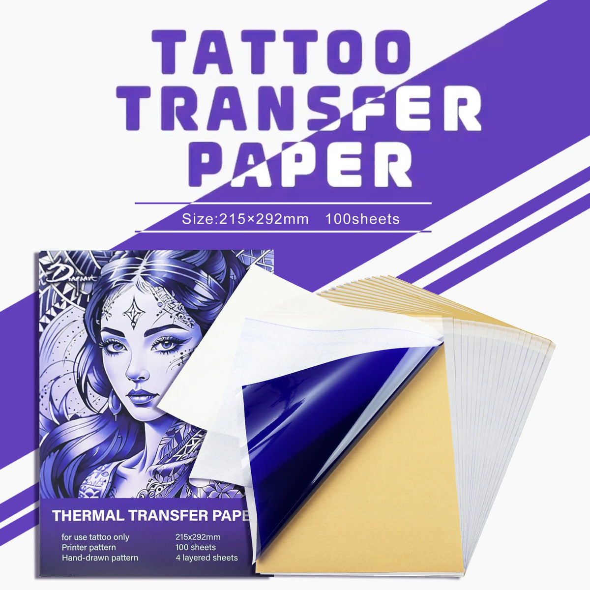20/100pcs Tattoo Transfer Paper Carbon Thermal Stencil 4 Layered Sheet Tattoo Paper Copy Paper Tracing Paper for Tattoo Supplies