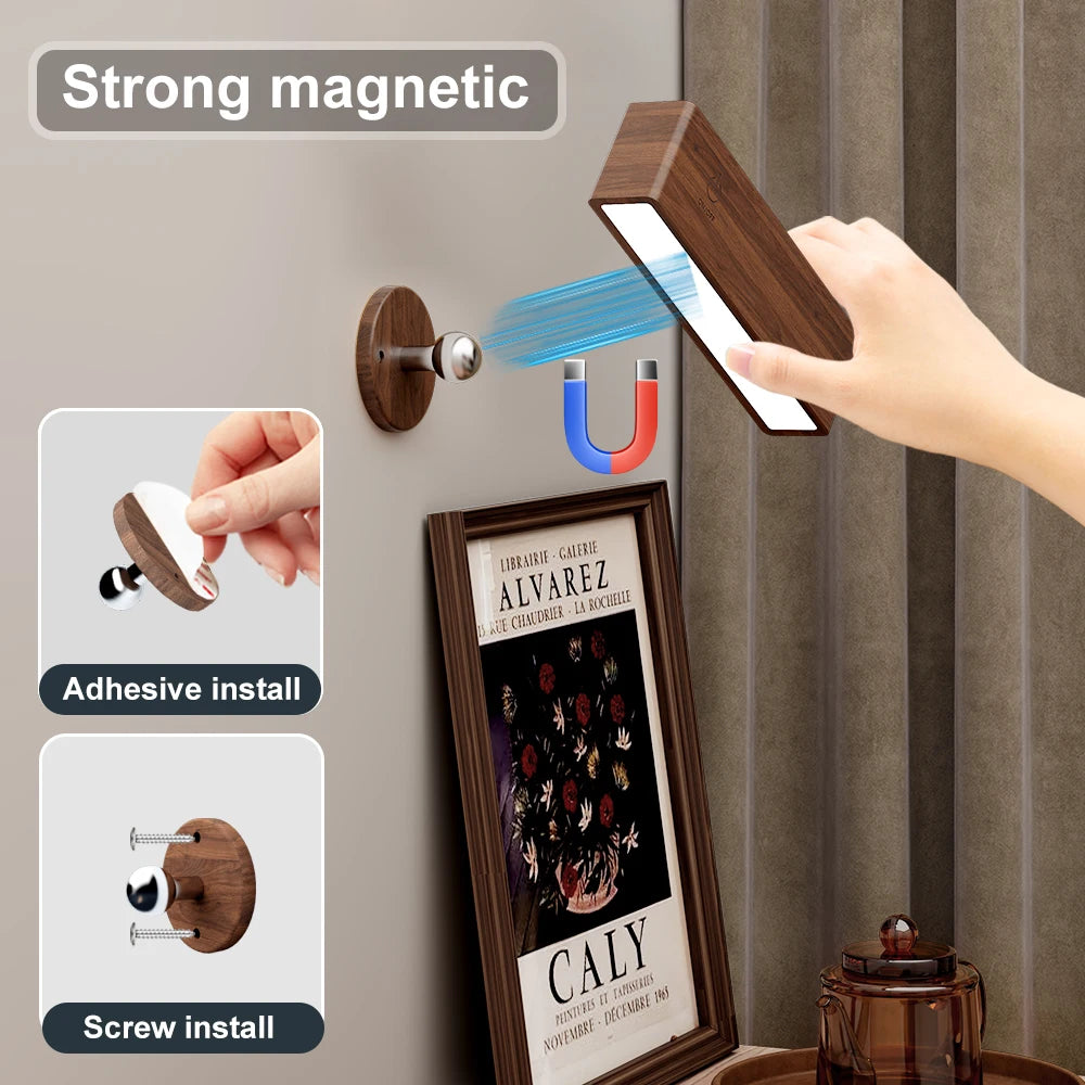 2 Pack Nordic Solid Wood Wall Sconces Rechargeable Night Lamps 360 Rotation Dimmable Touchable Wall Reading Lights for Bedside
