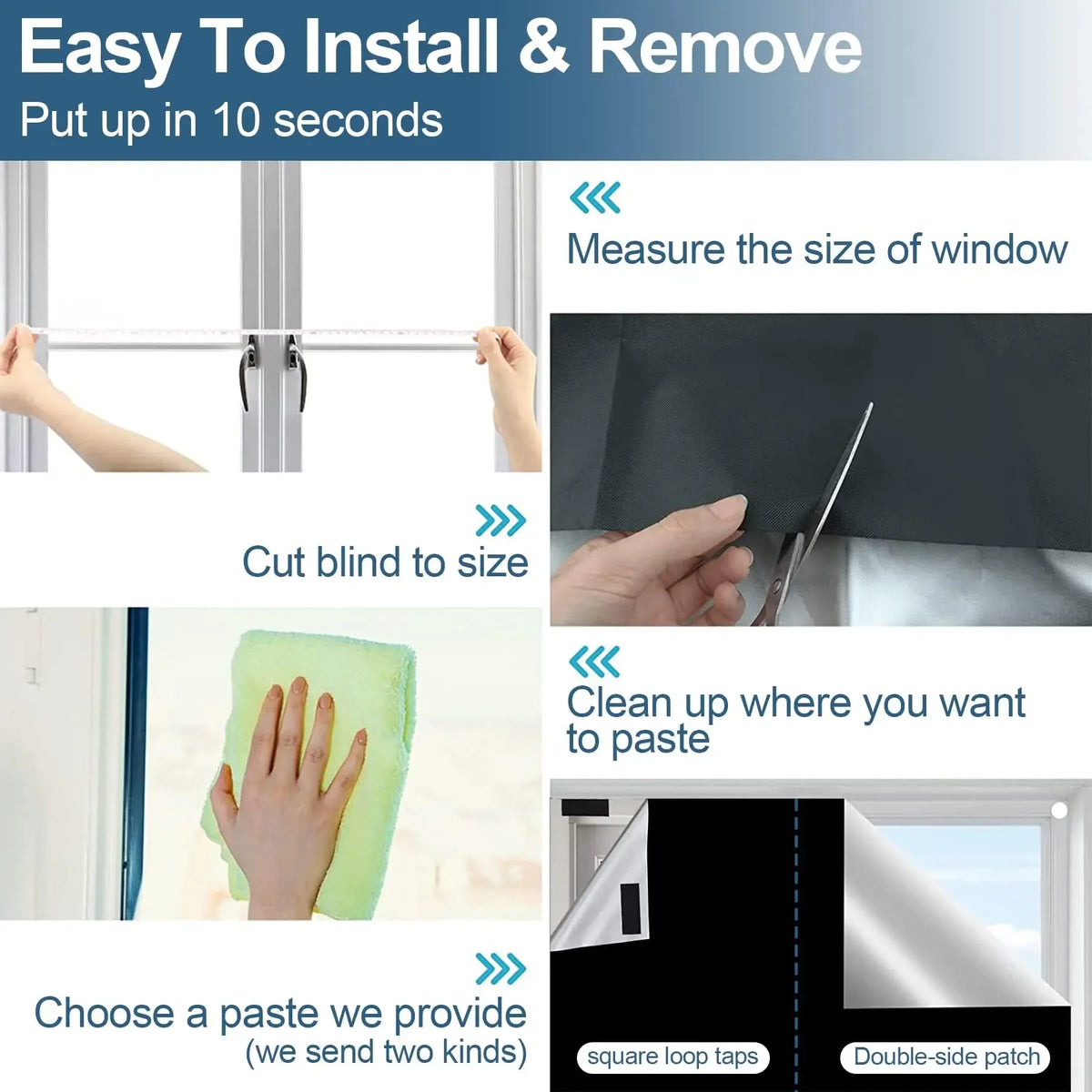 100% Blackout Window Cover Darkest Light Block Black Privacy Film Anti Look House Home Tint Glass Cloth Portable Curtain Bedroom
