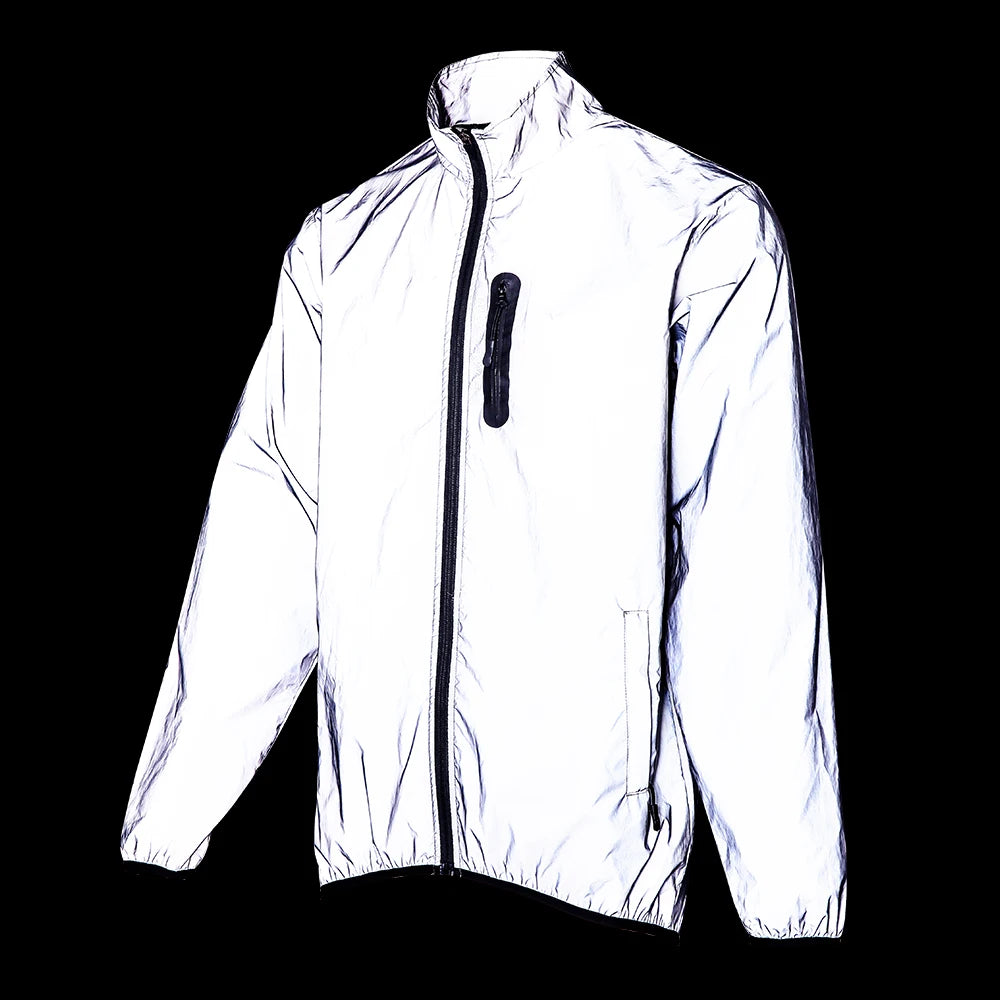 WOSAWE Full Reflective Jacket with Hoodie High Visibility Waterproof Wind Breaker Men Women Hiking Cycling Running Safety Vest