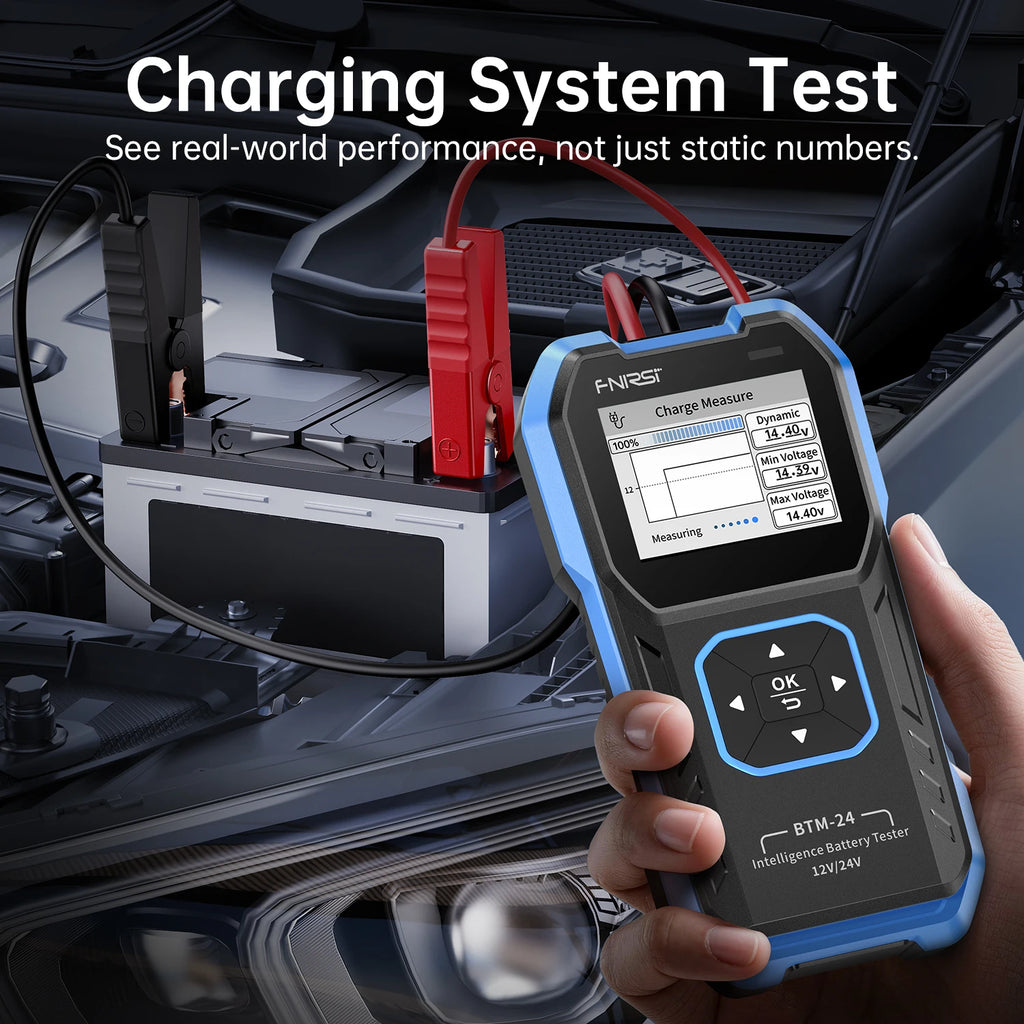 FNIRSI BTM-24 12V/24V Car Battery Tester 0-2000 CCA Automotive Battery Load Tester Cranking Charging Circut Diagnostic Tools