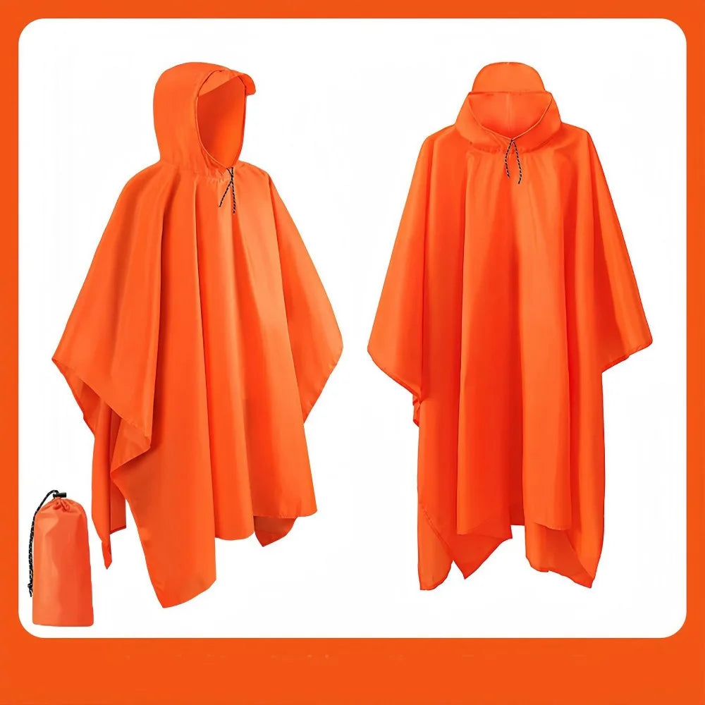 3-in-1 Waterproof Outdoor Rain Poncho Cover, Lightweight Hiking Travel Raincoat - Multiple Colors