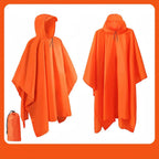 3-in-1 Waterproof Outdoor Rain Poncho Cover, Lightweight Hiking Travel Raincoat - Multiple Colors