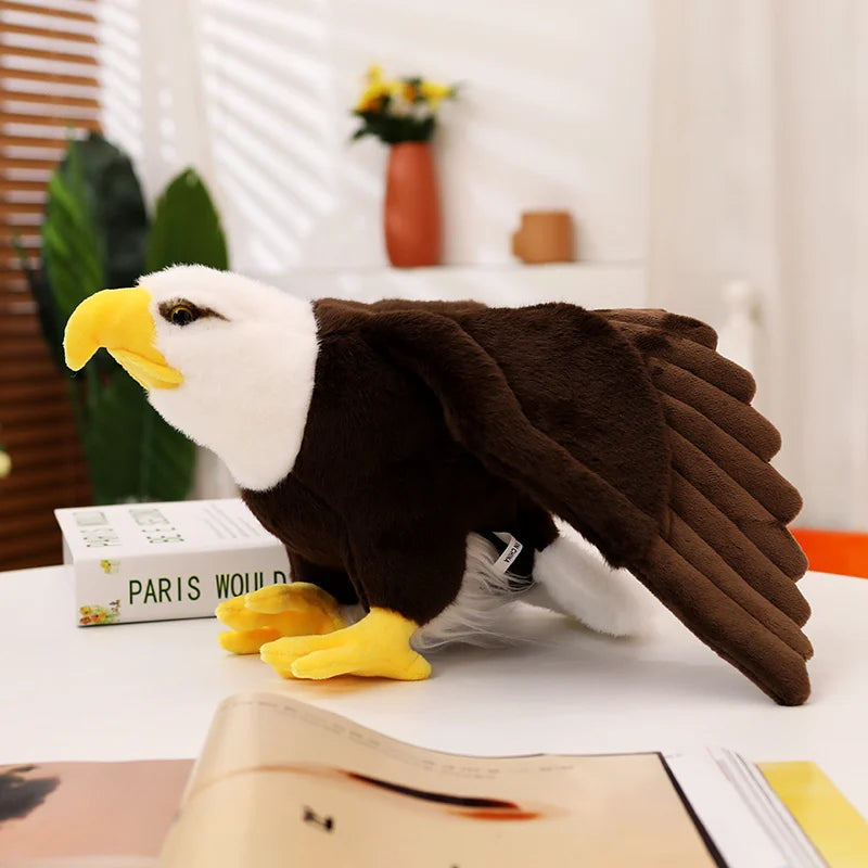 Simulation Bald Eagles Birds Plush Stuffed Toys Funny Seagull Animal Cartoon Doll Soft Feathers Toy House Decor Birthday Gift