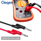 Cleqee P1036 5PCS 4mm Copper Banana Plug to Banana Plug Multimeter Test Leads Soft PVC Cable Wire 1000V 15A