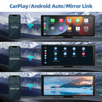 Universal Portable Wireless CarPlay Screen with Android Auto Touchscreen, Rear Camera Options