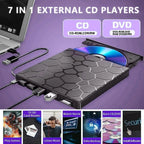 Portable DVD Player 7 in 1 External CD/DVD Drive USB 3.0 Type C CD Burner External Disk Drive For Desktop Mac Windows Linux